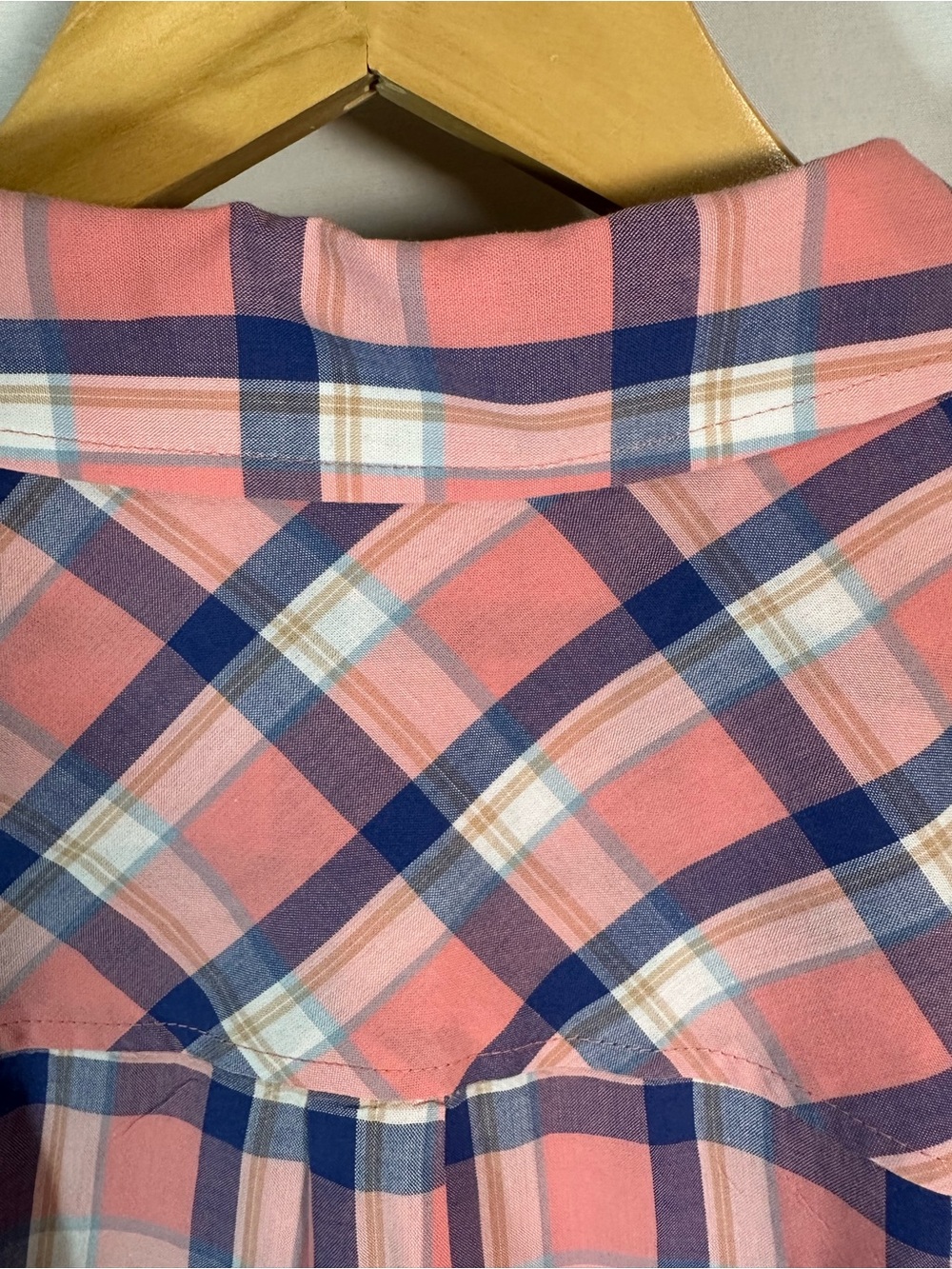 Talbots Pink and Blue Plaid Button-Down Shirt - Picture 9 of 10